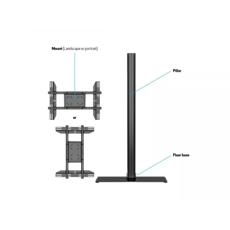Grindinis stovas ekranui Multibrackets M 180 Single Black su pagrindo plokšte