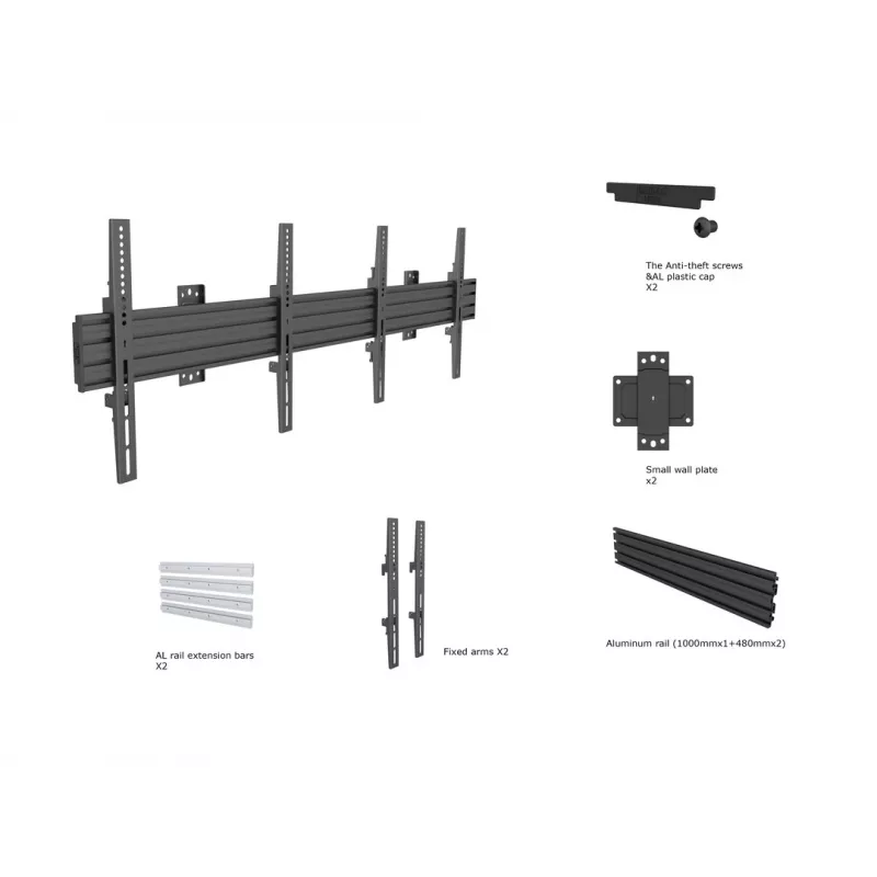 Multibrackets M Wallmount Pro MBW2U fiksuotas juodas sieninis laikiklis dviems ekranams