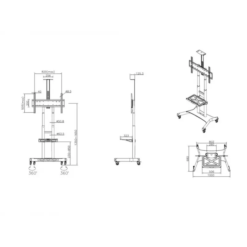 Multibrackets M Public Floorstand Basic 180 su lentyna ir kameros laikikliu