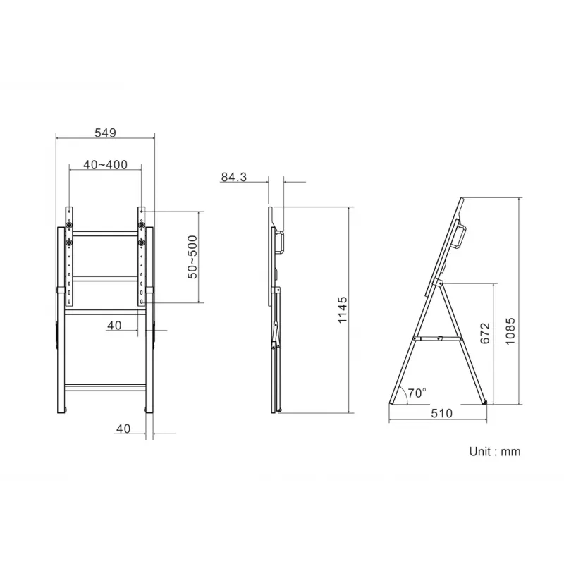 Multibrackets M Tilt and Roll Easel mobilus stovas ekranui, juodas, maksimali apkrova 50 kg