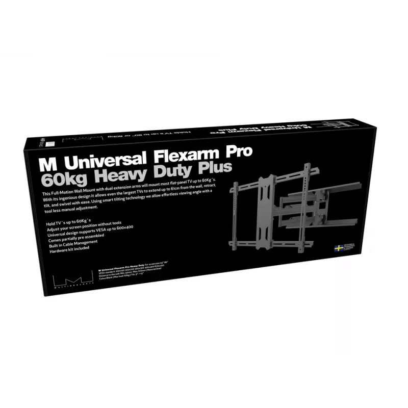 Laikiklis sieninis Multibrackets M Universal Flexarm Pro 60 kg Heavy Duty Black