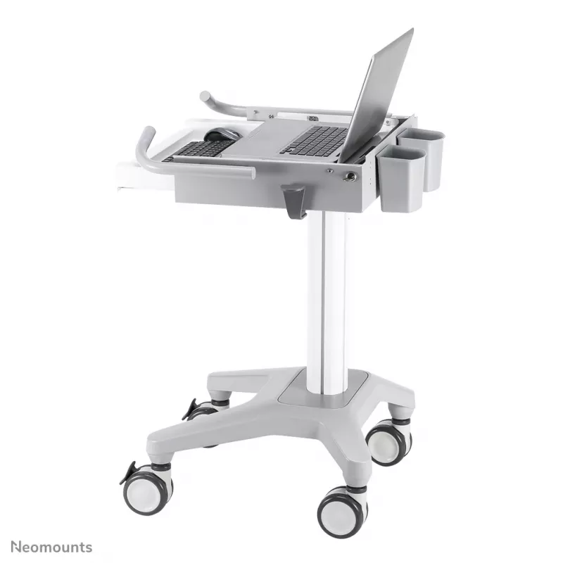 Neomounts MED-M200 mobilus multimedijos vežimėlis iš aliuminio, baltas, 1080 mm