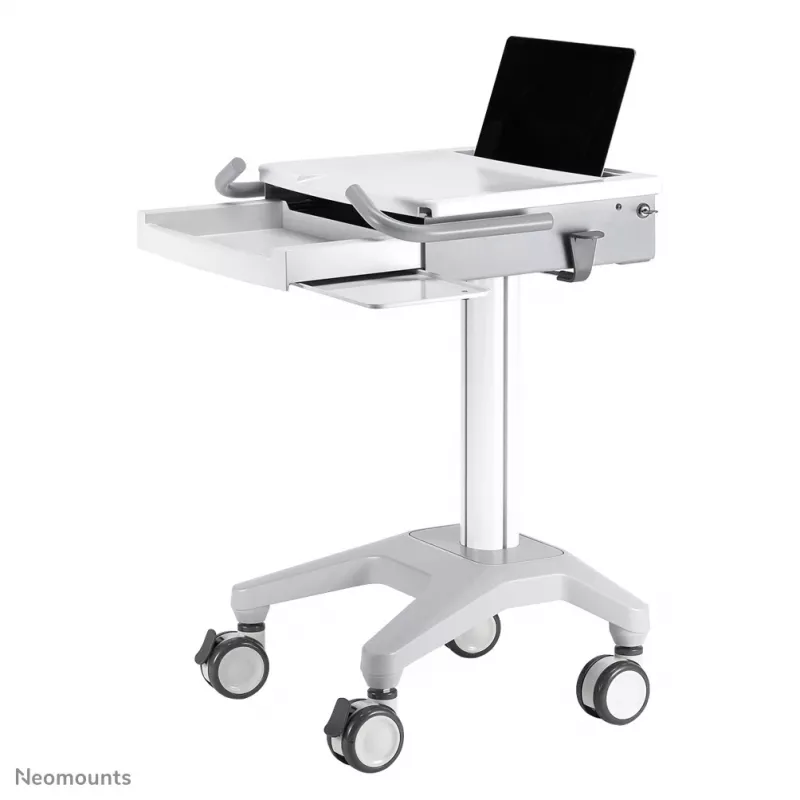 Neomounts MED-M200 mobilus multimedijos vežimėlis iš aliuminio, baltas, 1080 mm