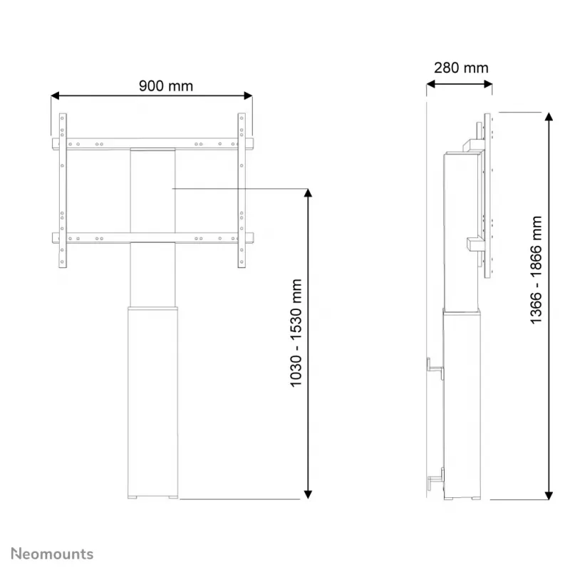 Neomounts PLASMA-W2250SILVERTV grindinis stovas 42-100 colių - sieninis - motorizuotas