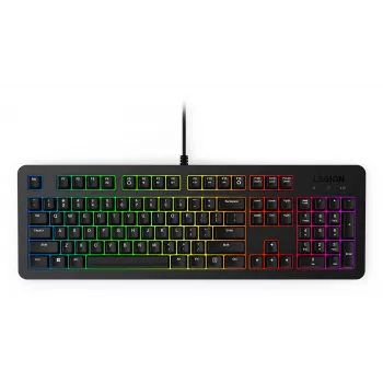 Laidinė žaidimų klaviatūra Lenovo K310 – pilno dydžio 100%, USB, US anglų, RGB apšvietimas, juoda, 1,8 m laidas