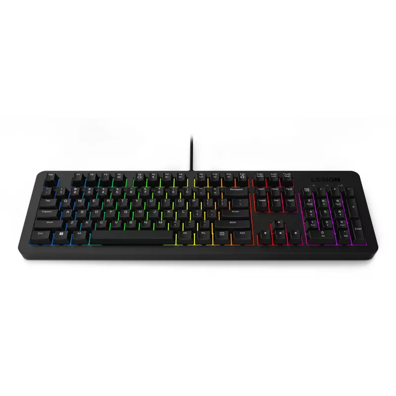 Laidinė žaidimų klaviatūra Lenovo K310 – pilno dydžio 100%, USB, US anglų, RGB apšvietimas, juoda, 1,8 m laidas