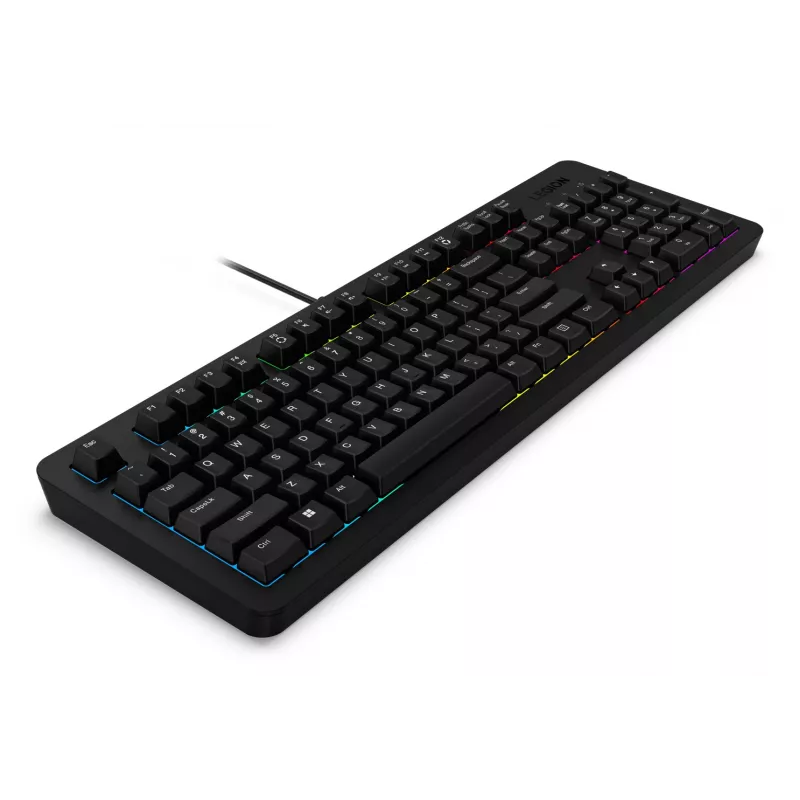 Laidinė žaidimų klaviatūra Lenovo K310 – pilno dydžio 100%, USB, US anglų, RGB apšvietimas, juoda, 1,8 m laidas