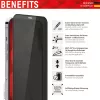 Displex privatumo apsauginis stiklas (10H), skirtas Apple iPhone 13/13 Pro/14/16e/17e, su Eco montavimo rėmeliu