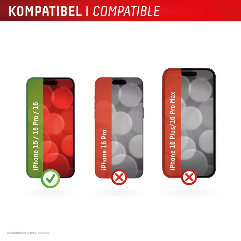 Displex Screen Protector (10H) Apple iPhone 15/15 Pro/16, Eco Montavimo Rėmelis, atsparus įbrėžimams