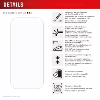 Displex Screen Protector (10H) – grūdintas stiklas Apple iPhone 16 Pro, su EASY-ON® Eco montavimo rėmeliu, atsparus įbrėžimams
