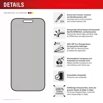 Displex privatumo ekrano apsauginis stiklas (10H) Apple iPhone 16 Plus, su Eco tvirtinimo rėmeliu
