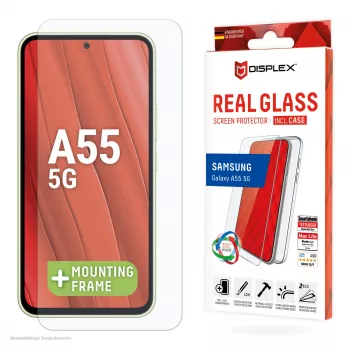 Displex apsauginis stiklas + dėklas Samsung Galaxy A55 5G, EASY-ON® Eco montavimo rėmelis, atsparus įbrėžimams