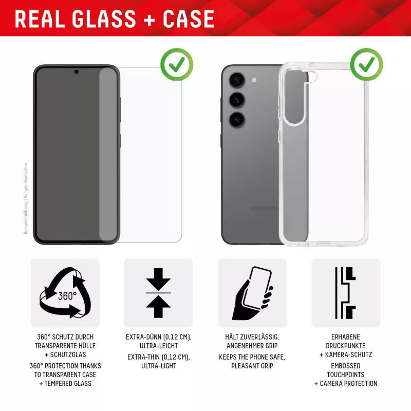 Displex apsauginis stiklas + dėklas Samsung Galaxy A55 5G, EASY-ON® Eco montavimo rėmelis, atsparus įbrėžimams