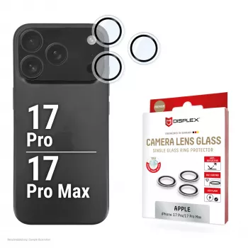 Displex Premium Camera Lens Glass, iPhone 17 Pro/17 Pro Max, 10H, atskiri žiedai, DLC, permatomas, Quick Mount