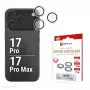 Displex Premium Camera Lens Glass, iPhone 17 Pro/17 Pro Max, 10H, atskiri žiedai, DLC, permatomas, Quick Mount