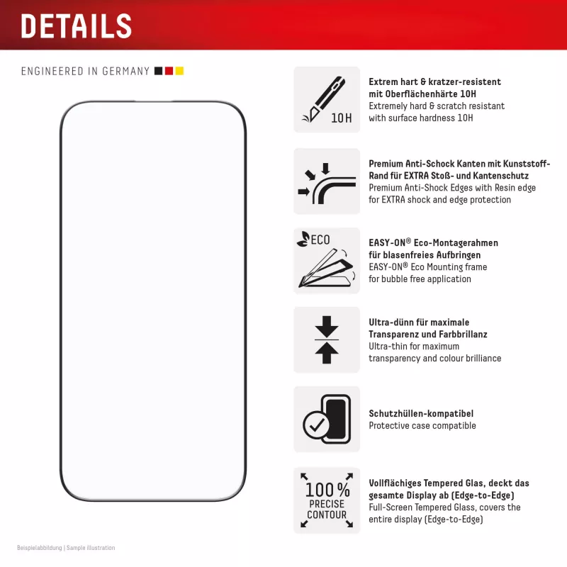 Displex Premium Screen Protector (visiškas padengimas, 10H) Apple iPhone Air, Eco montavimo rėmelis, visiškas padengimas