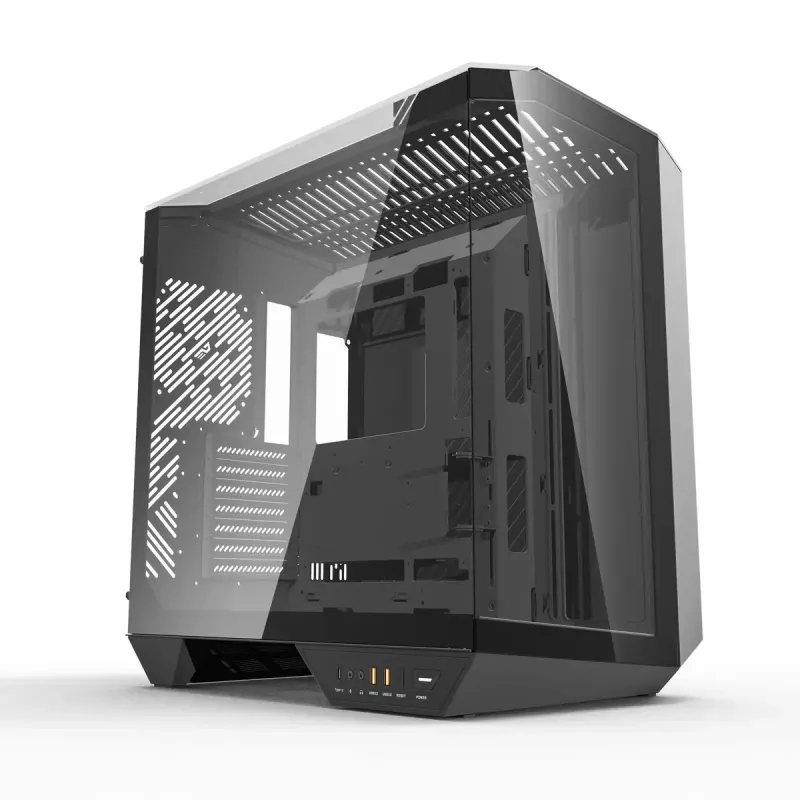 Korpusas DarkFlash DY470 Full Tower – Juodas, SPCC, palaiko ITX/ATX, HDD 3,5 col./2,5 col., 1x galinis 120 mm, šoniniai 120 mm ventiliatoriai