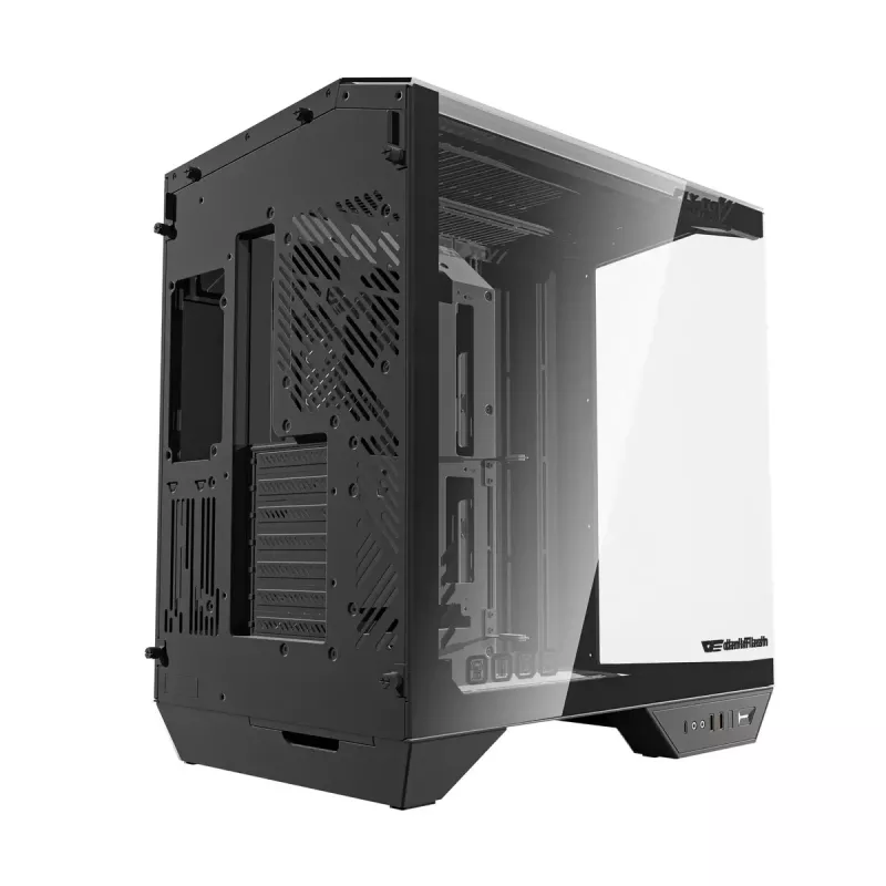 Korpusas DarkFlash DY470 Full Tower – Juodas, SPCC, palaiko ITX/ATX, HDD 3,5 col./2,5 col., 1x galinis 120 mm, šoniniai 120 mm ventiliatoriai