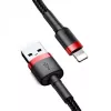 USB-A – Lightning laidas Baseus CALKLF-C19 2 m – aliuminio korpusas, 1,5 A, juodai raudonas
