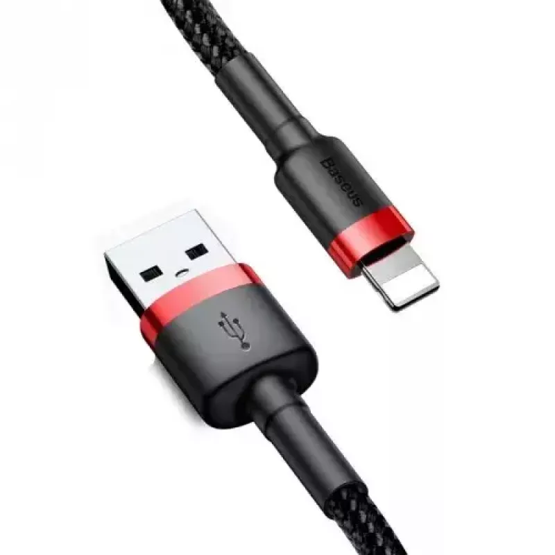 USB-A – Lightning laidas Baseus CALKLF-C19 2 m – aliuminio korpusas, 1,5 A, juodai raudonas