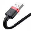 USB-A – Lightning laidas Baseus CALKLF-C19 2 m – aliuminio korpusas, 1,5 A, juodai raudonas
