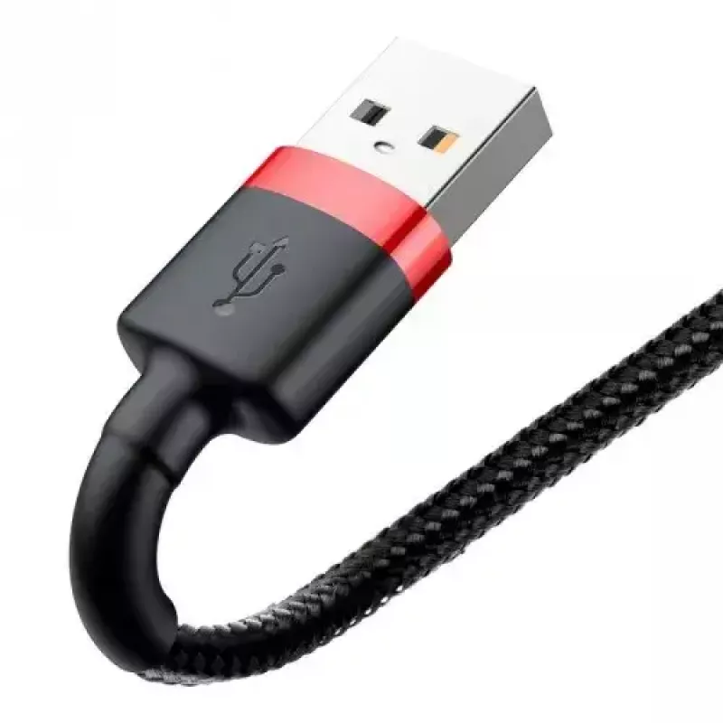 USB-A – Lightning laidas Baseus CALKLF-C19 2 m – aliuminio korpusas, 1,5 A, juodai raudonas