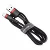 USB-A – Lightning laidas Baseus CALKLF-C19 2 m – aliuminio korpusas, 1,5 A, juodai raudonas