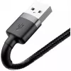 USB A – Lightning laidas Baseus Cafule (CALKLF-CG1) — nailoninis pintas, QC3.0 1,5 A, 2 m, pilkas/juodas