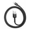 USB A – Lightning laidas Baseus Cafule (CALKLF-CG1) — nailoninis pintas, QC3.0 1,5 A, 2 m, pilkas/juodas