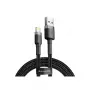 USB A – Lightning laidas Baseus Cafule (CALKLF-CG1) — nailoninis pintas, QC3.0 1,5 A, 2 m, pilkas/juodas