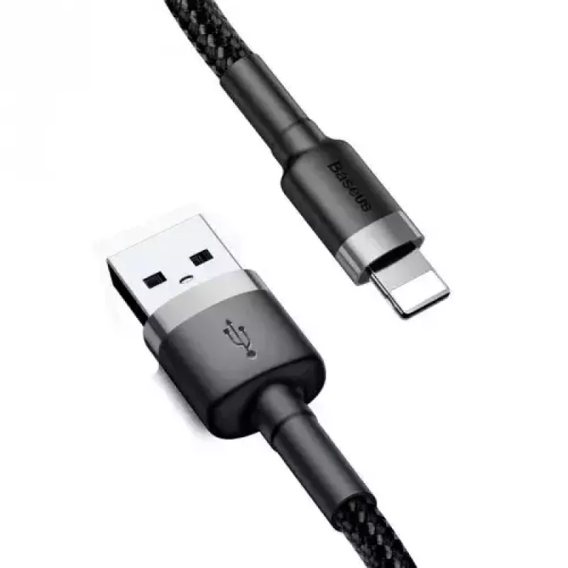 Baseus CALKLF-AG1 Nailono duomenų ir įkrovimo laidas USB-C QC3.0 2.4A į Lightning 0.5m juoda, pilka
