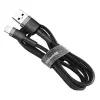 Baseus CALKLF-AG1 Nailono duomenų ir įkrovimo laidas USB-C QC3.0 2.4A į Lightning 0.5m juoda, pilka