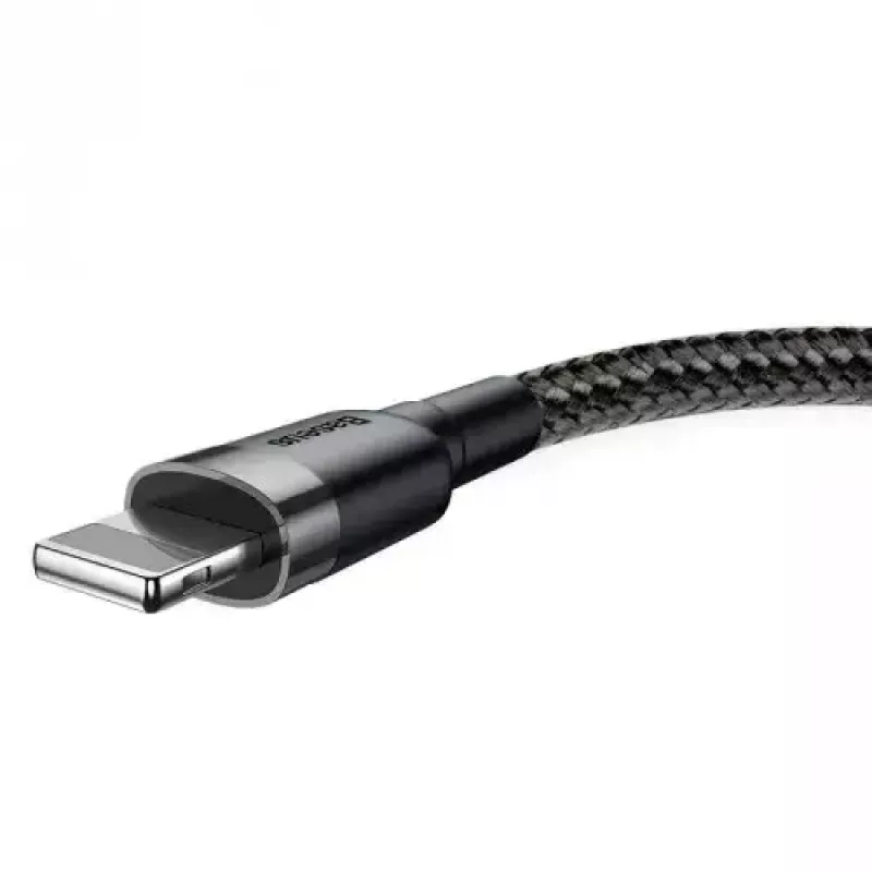 Baseus CALKLF-AG1 Nailono duomenų ir įkrovimo laidas USB-C QC3.0 2.4A į Lightning 0.5m juoda, pilka