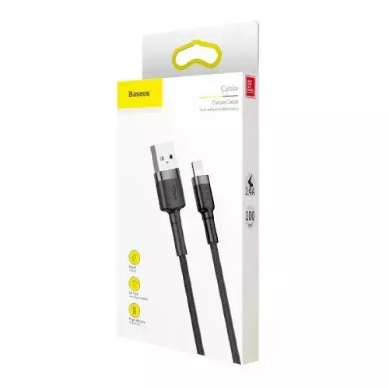 Baseus CALKLF-AG1 Nailono duomenų ir įkrovimo laidas USB-C QC3.0 2.4A į Lightning 0.5m juoda, pilka