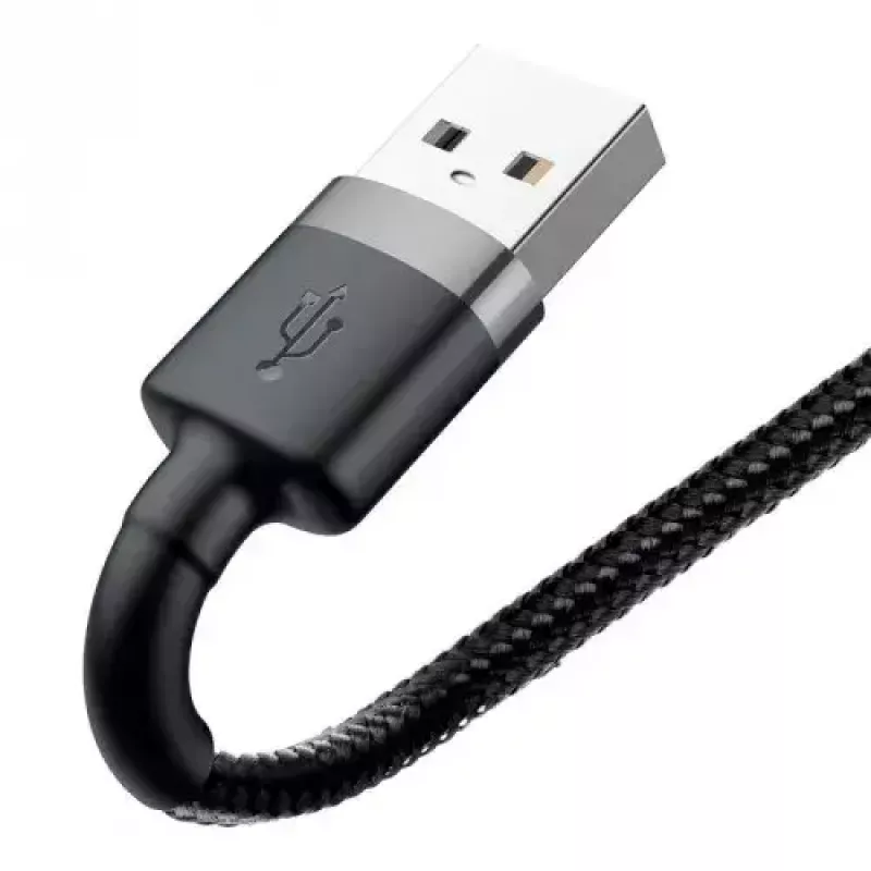 Baseus CALKLF-AG1 Nailono duomenų ir įkrovimo laidas USB-C QC3.0 2.4A į Lightning 0.5m juoda, pilka