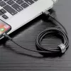 Baseus CALKLF-AG1 Nailono duomenų ir įkrovimo laidas USB-C QC3.0 2.4A į Lightning 0.5m juoda, pilka