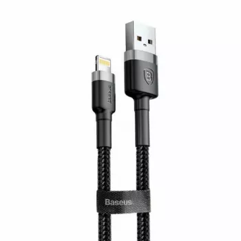 Baseus CALKLF-AG1 Nailono duomenų ir įkrovimo laidas USB-C QC3.0 2.4A į Lightning 0.5m juoda, pilka