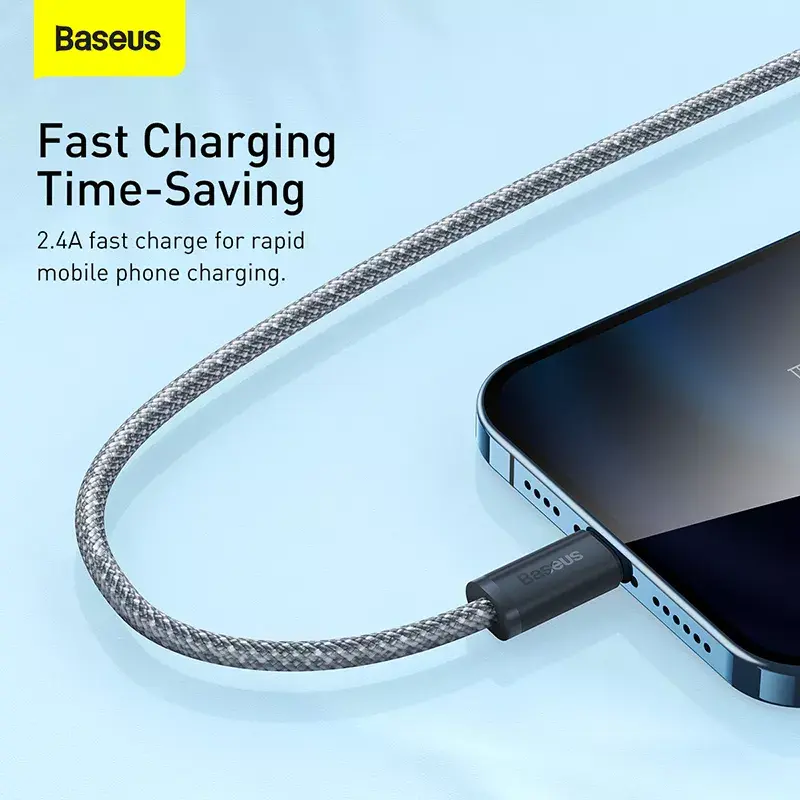 Baseus Dynamic 2 m pilka Lightning – USB A laidas