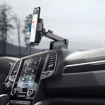 Automobilinis telefono laikiklis Joyroom JR-OK3 su teleskopine ranka, montuojamas ant prietaisų skydelio ar lango, juodas, 0,18 kg