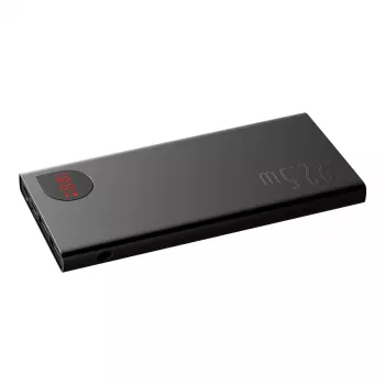 Baseus Adaman Metal nešiojamas akumuliatorius, Li-ion 10000 mAh, 2xUSB, USB-C, Lightning, MicroUSB, 22.5 W, juodas