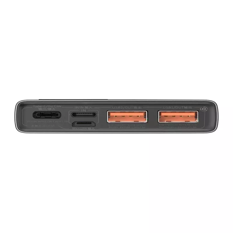 Baseus Adaman Metal nešiojamas akumuliatorius, Li-ion 10000 mAh, 2xUSB, USB-C, Lightning, MicroUSB, 22.5 W, juodas