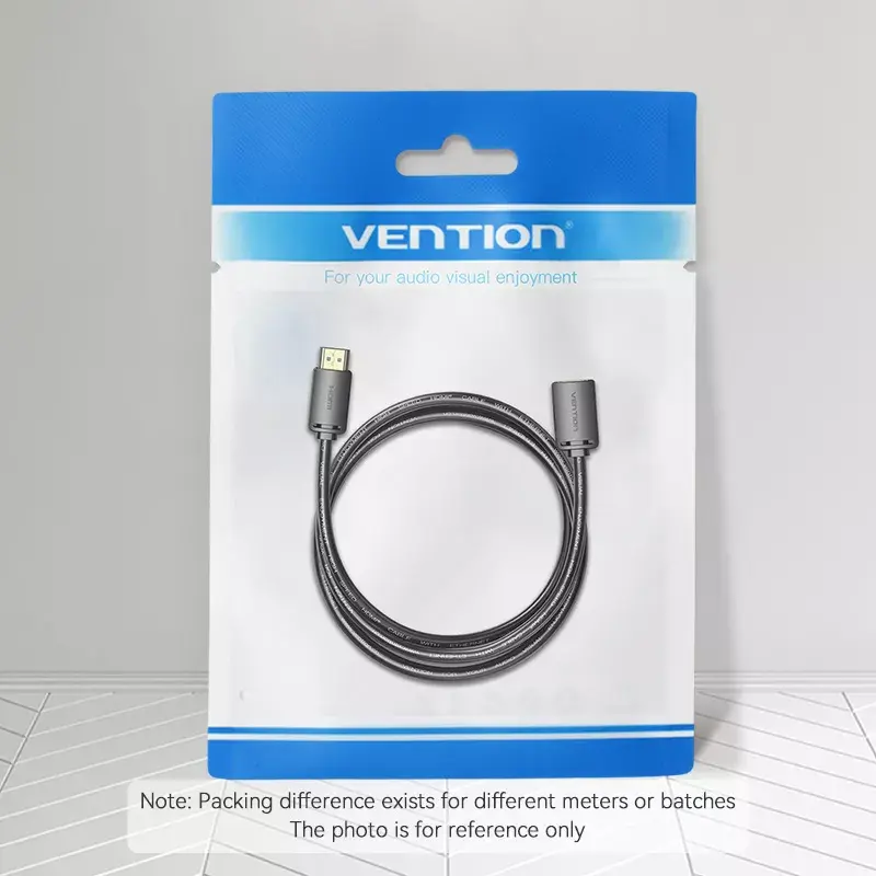 HDMI kabelis Vention AHCBJ 5m, HDMI Type A (vyriška–moteriška), 4K@60Hz, HDMI 2.0, 18 Gbit/s, juodas