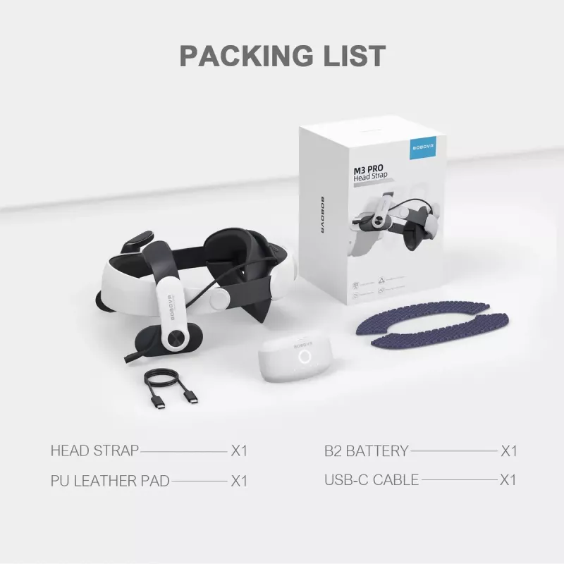 Galvos diržas su baterijų paketu BOBOVR M3 Pro, skirtas Oculus Quest 3