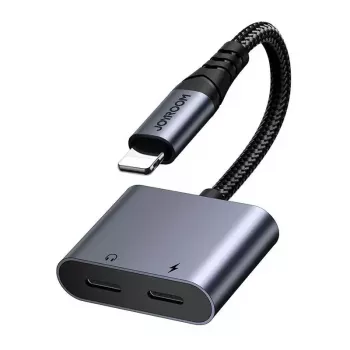 2-in-1 garso adapteris Joyroom SY-L01 Lightning į 3,5 mm + Lightning, juodas