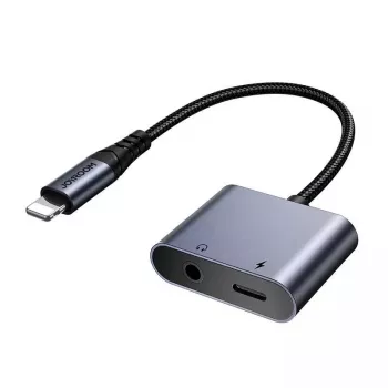 2-in-1 garso adapteris Joyroom SY-L01 Lightning į 3,5 mm + Lightning, juodas