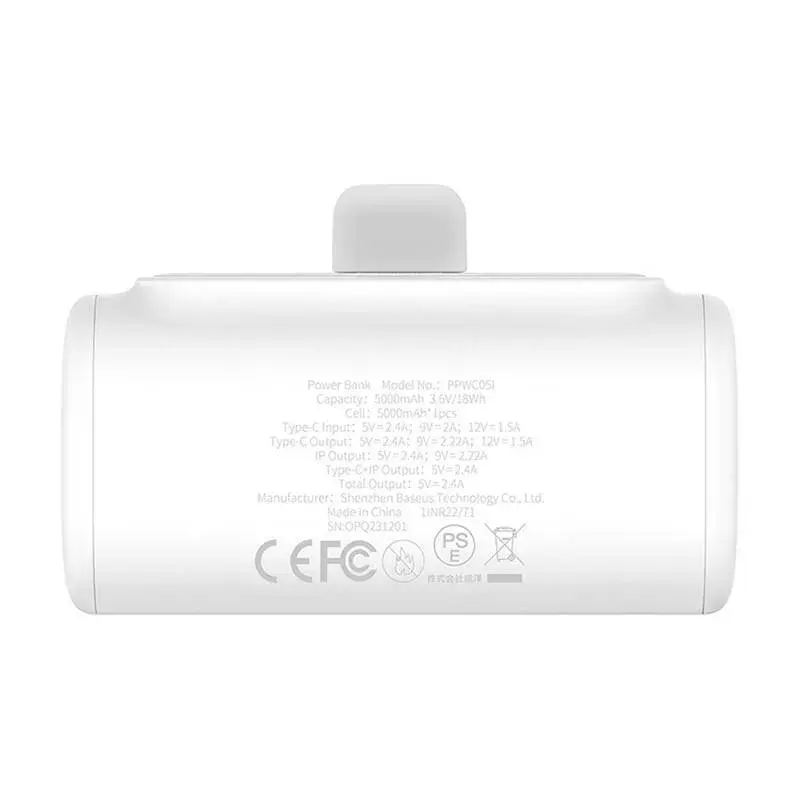Nešiojamas įkroviklis (powerbank) Baseus Compact IP 5000 mAh 20 W (baltas)