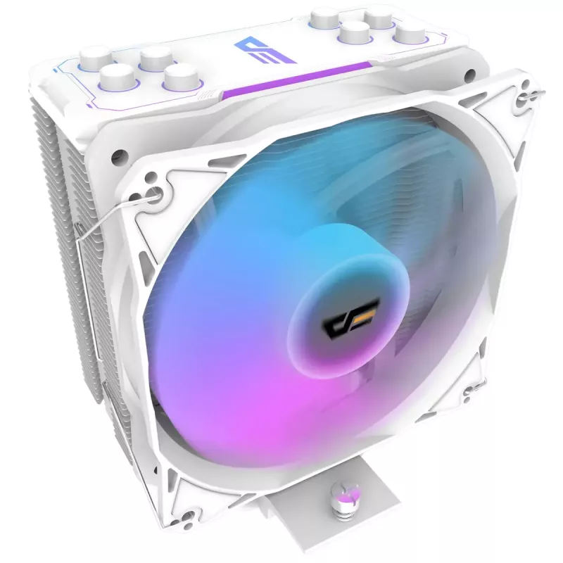 Oro aušintuvas Darkflash Z4 Pro Mist Baltas — 120 mm ventiliatorius, hidraulinis guolis, 200 W TDP, palaiko AM5/AM4/LGA1700/1200/115x