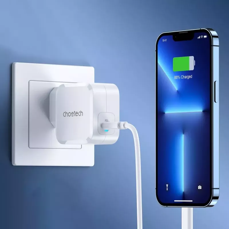 USB-C greitasis įkroviklis CHOETECH PD8007 45W EU baltas – USB-C PD 45W