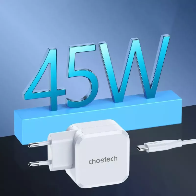 USB-C greitasis įkroviklis CHOETECH PD8007 45W EU baltas – USB-C PD 45W