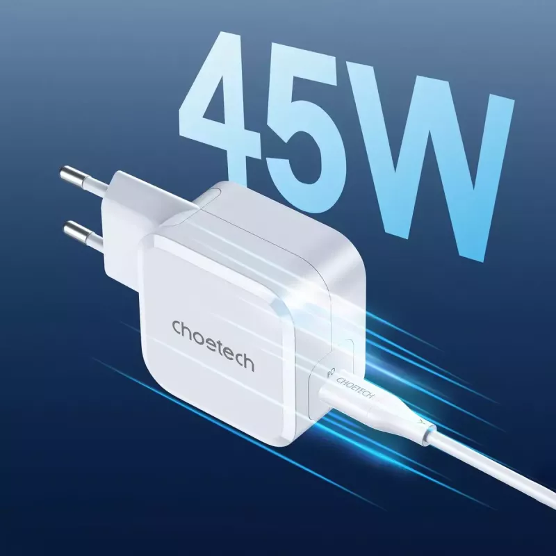 USB-C greitasis įkroviklis CHOETECH PD8007 45W EU baltas – USB-C PD 45W